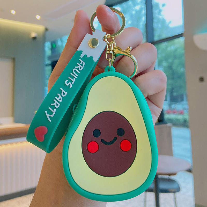 Wholesale Avocado Strawberry Cute Fruit Silicone Coin Purse Keychain